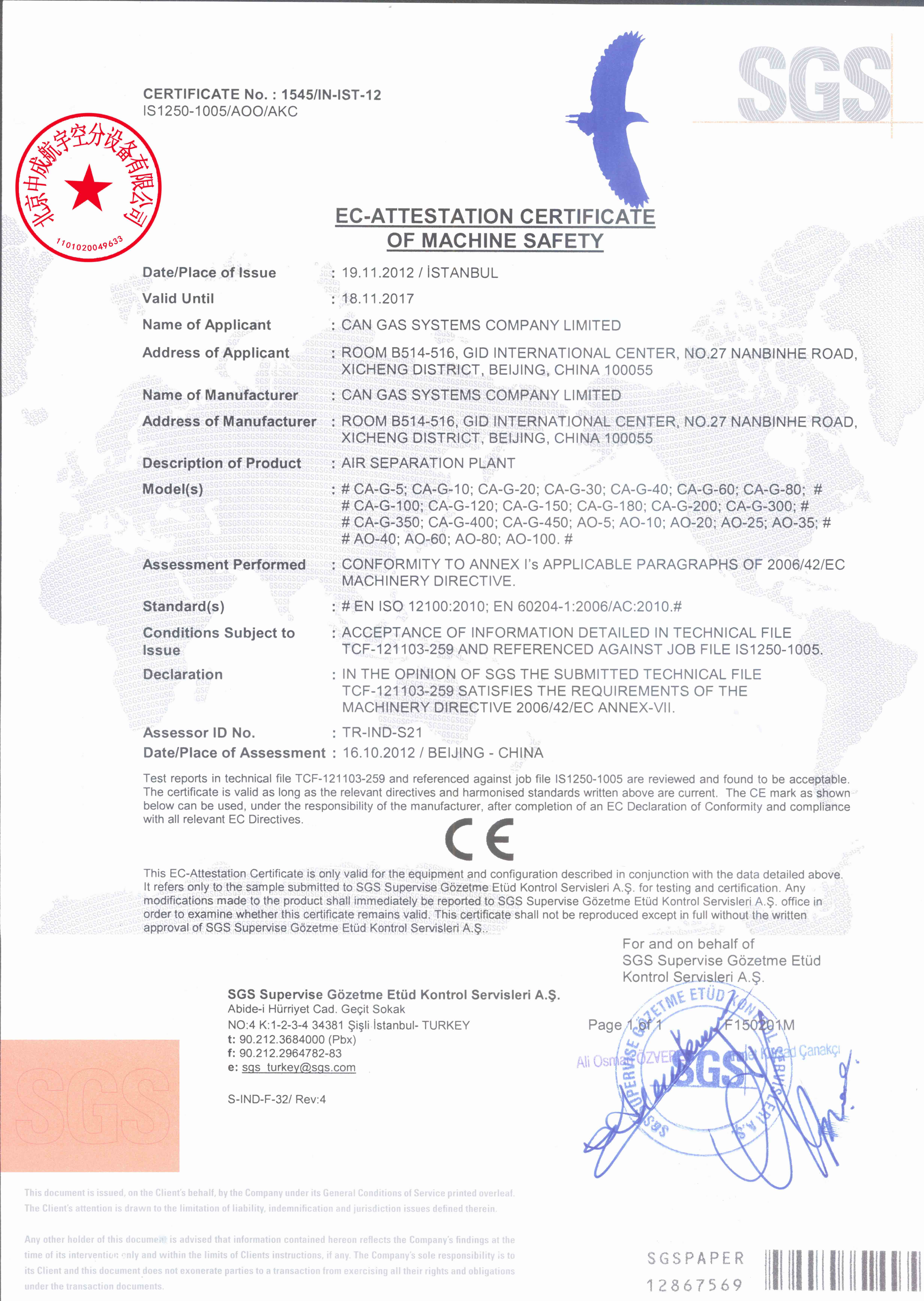 CE Certification 2012